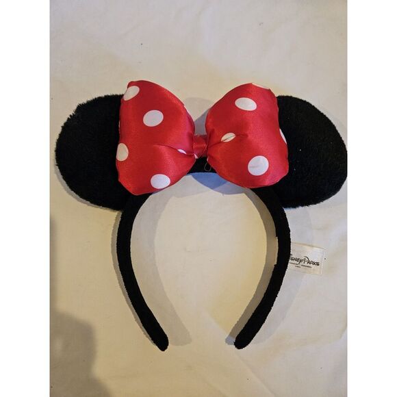 Disney Parks Minnie Mouse Ears Headband with Red White Polkadot Bow - Picture 1 of 3